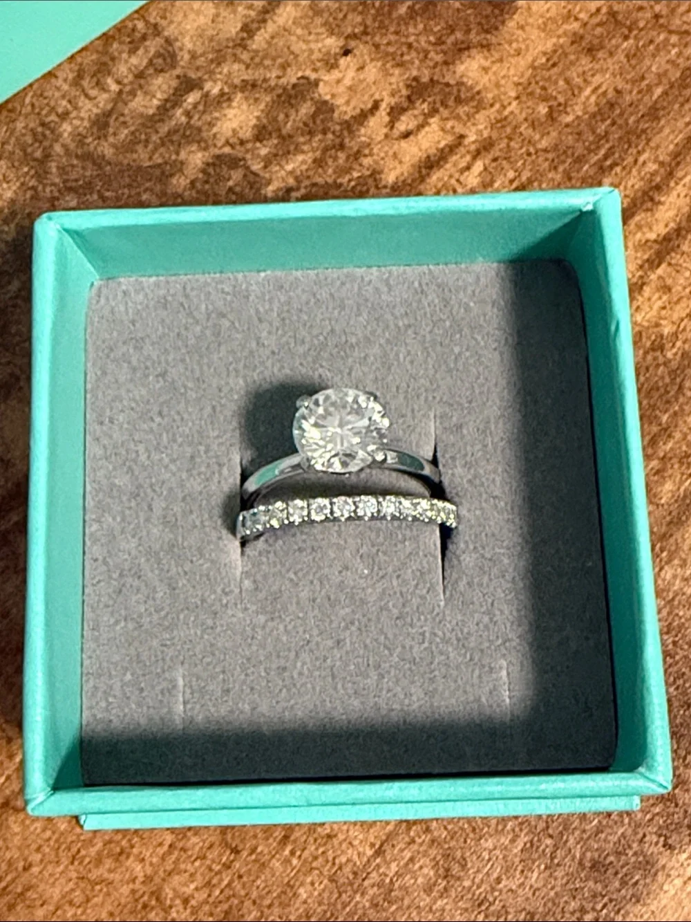 Moissanite Round-Cut Solitaire Engagement Ring with Band